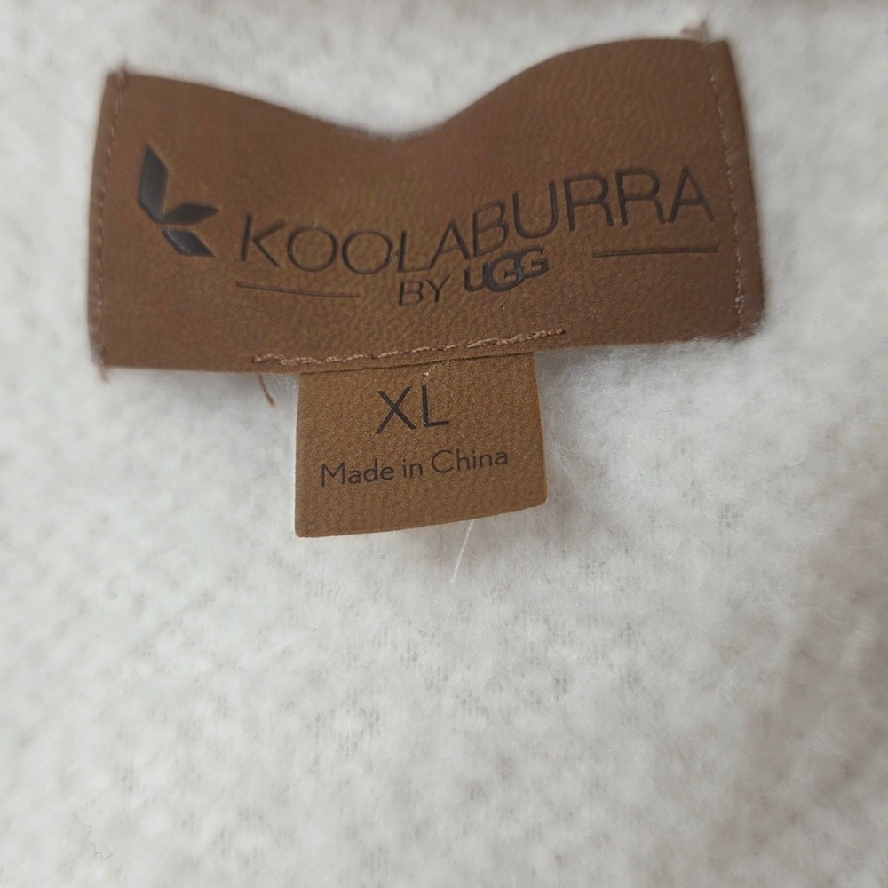 KOOLABURA BY UGG SHERPA HOODED VEST WOMENS XL CREAM WHITE OPEN FRONT POCKETS EUC - Picture 6 of 14